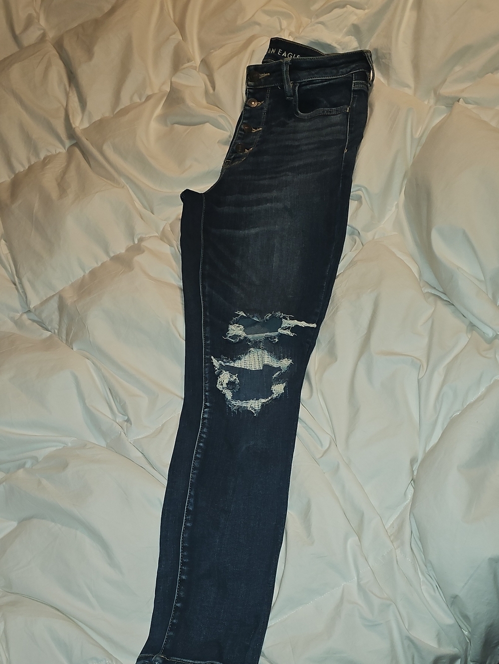 American Eagle Outfitters Dark Blue Distressed Skinny Jeans